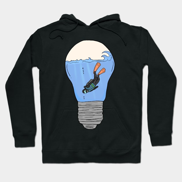 Scuba Diver in a lightbulb creative handdrawn Gift Hoodie by Mesyo